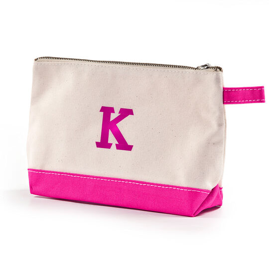 Personalized Pink Trimmed Cosmetic Bag